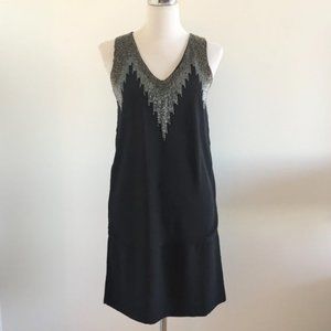 H&M Black Sleeveless Beaded Dress Size 6